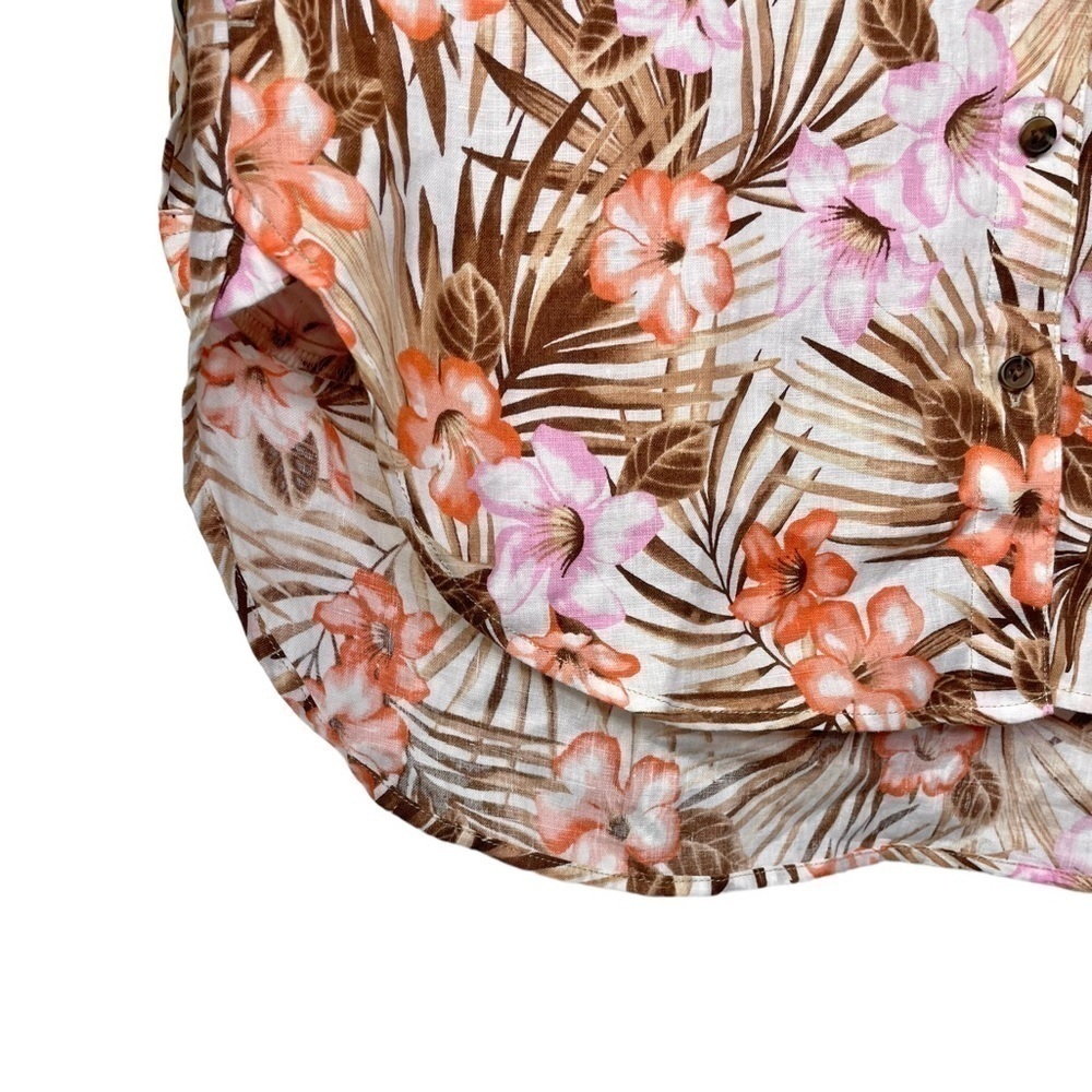New Land's End Linen A-Line Palm and Floral Print Tunic Top Shirt New NWOT - Picture 5 of 14